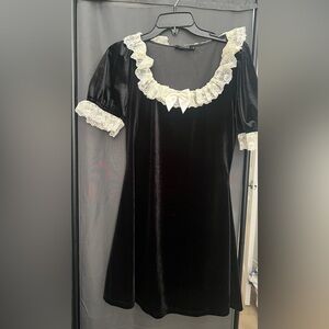 Cider Black Dress with White Lace and Bow